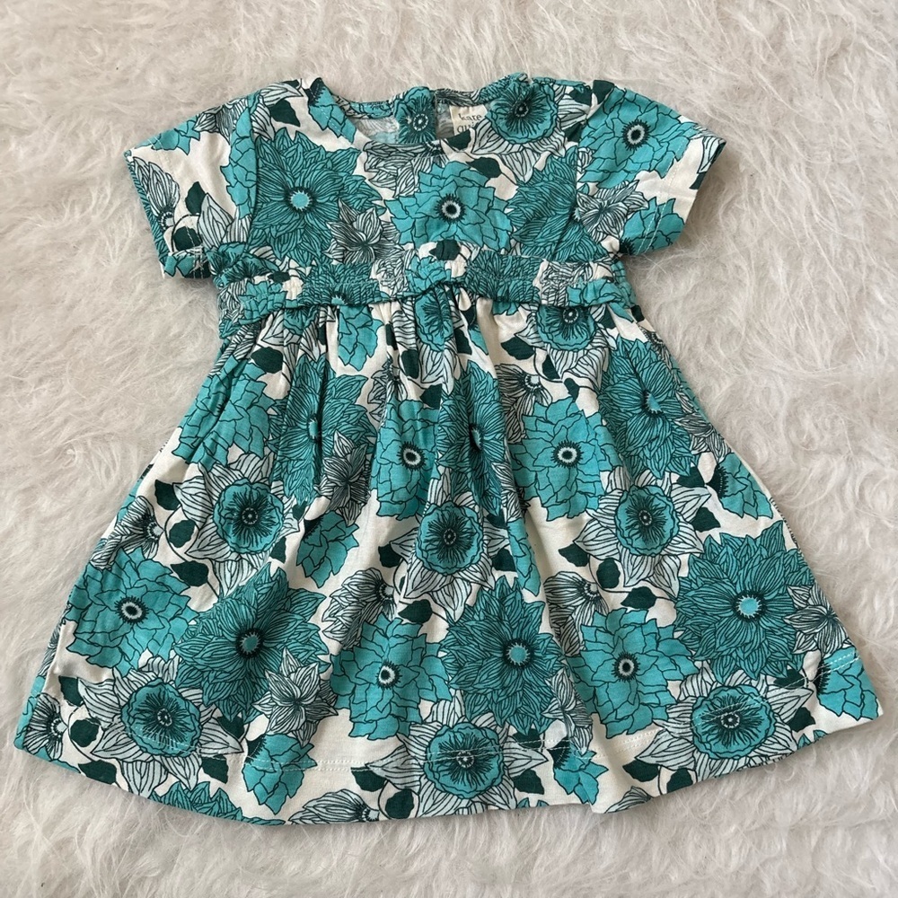 Kate Quinn Teal Retro Mod Floral Baby Dress